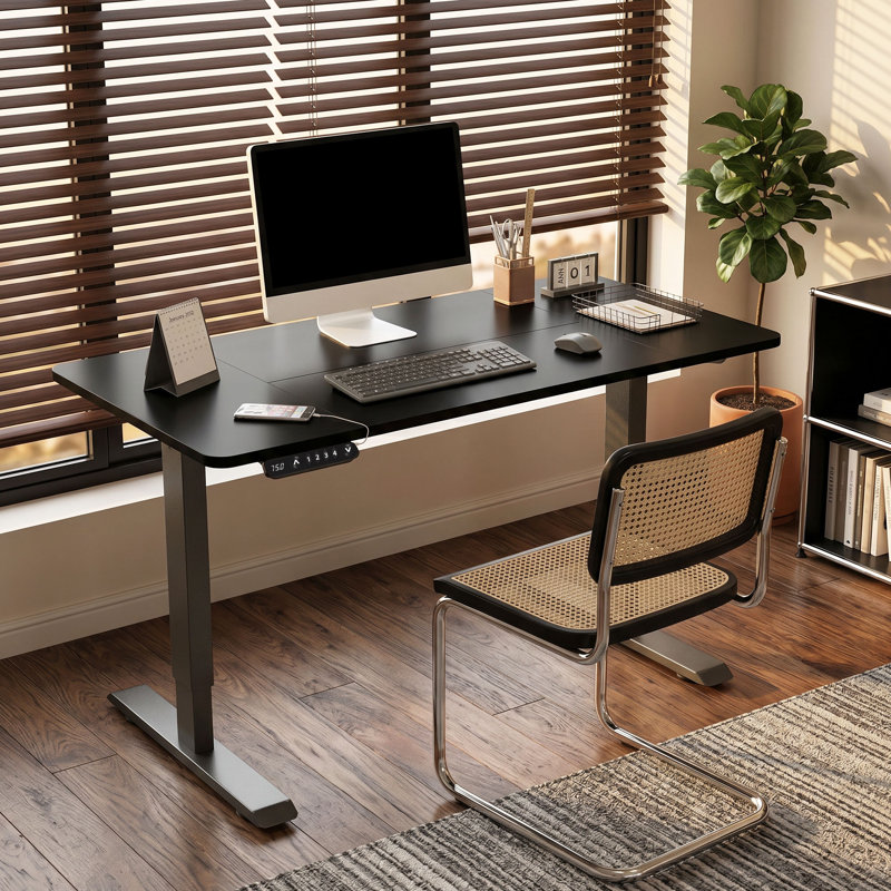 Bureau électrique Inbox Zero Ozia 55 po x 24 po avec contrôleur mémoire, noir DESK-AGH-4E2B-26, Noir / Noir