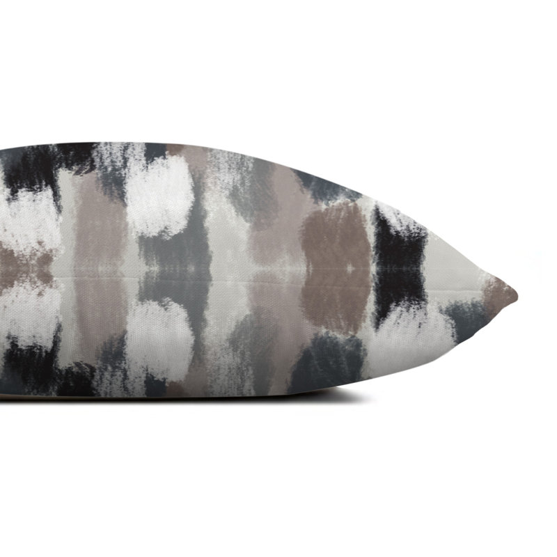Abstract Outdoor Reversible Throw Pillow, Black
