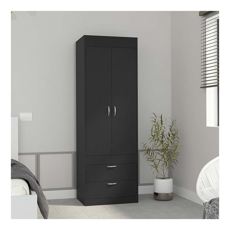 Armoire Tarento, deux tiroirs, finition wengé noir
