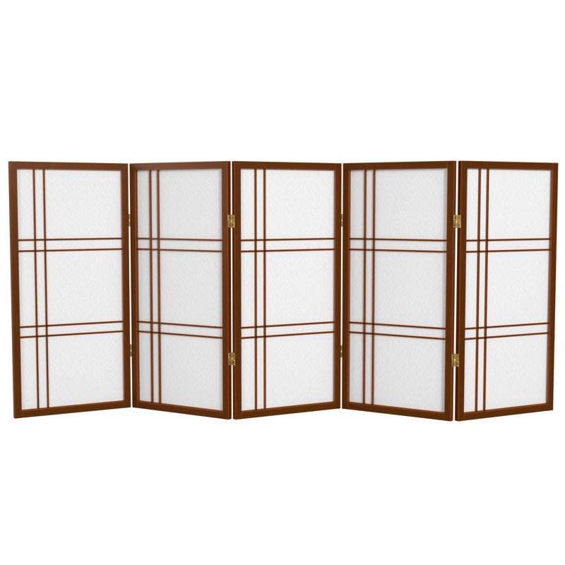 Keitez 3 ft. H Short Folding Shoji Screen, Walnut, 5