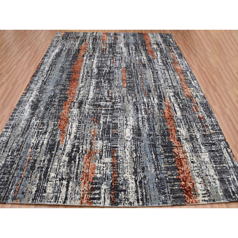 Trezdon One-of-a-Kind Rectangle 8'0" X 10'1" New Age Area Rug in Grey