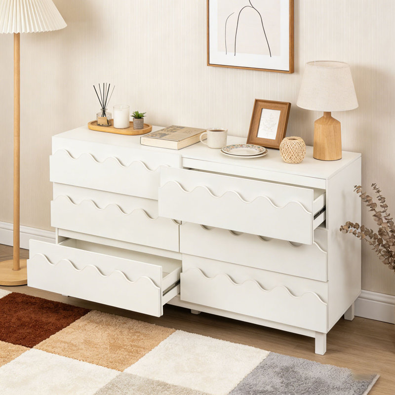 Commode 6 tiroirs 60 po, Ivoire ivoire