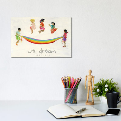 Rainbow Kids We Dream by Sally Swatland - Wrapped Canvas Print