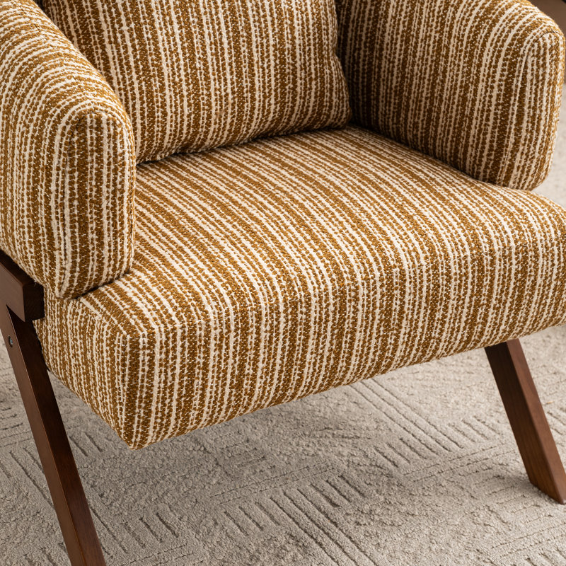 Chaise d'appoint rembourrée de style Mid-Century avec pieds en bois massif, Jaune