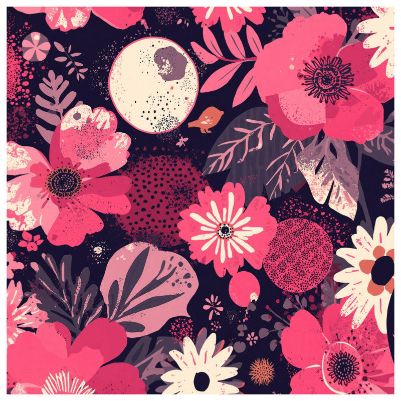 Tapis de bain rose à motif floral, 24in W x 17in L