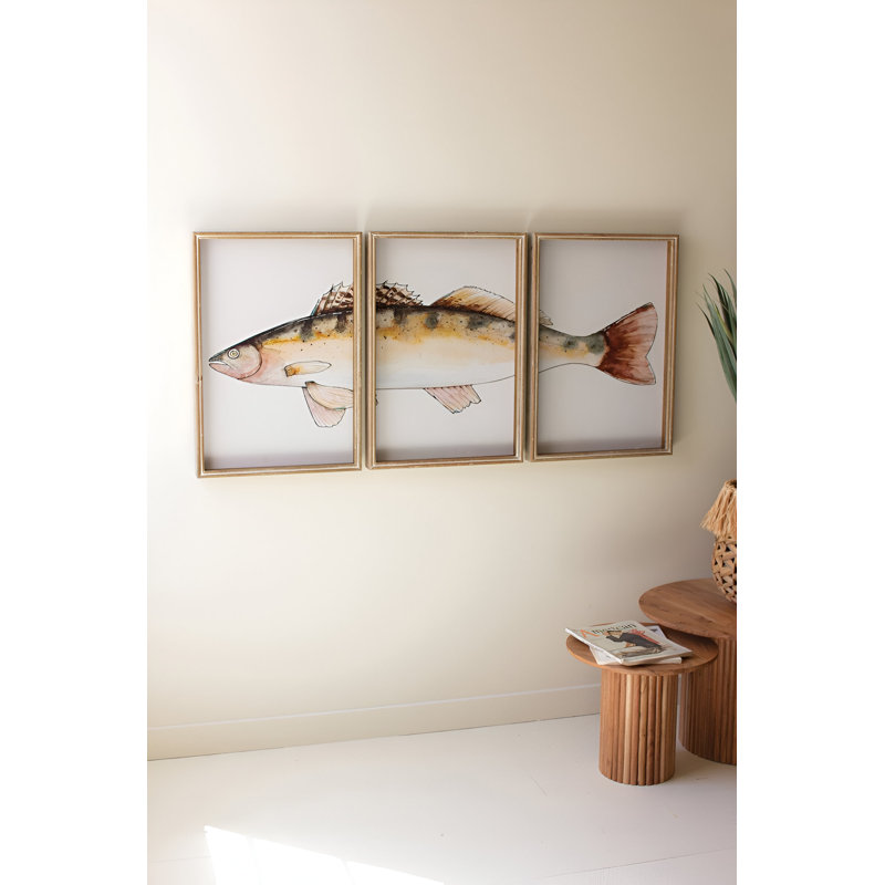 Kalalou triptyque imprimé truite sous verre