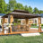 12' W x 10' D Hardtop Gazebo, Double Galvanized Steel Roof & Aluminum Frame for Hot Tub, Deck, Backyard