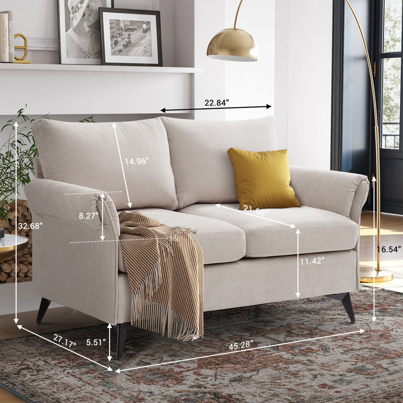 Loundin 50.4'' Upholstered Loveseat, Beige Polyester Blend