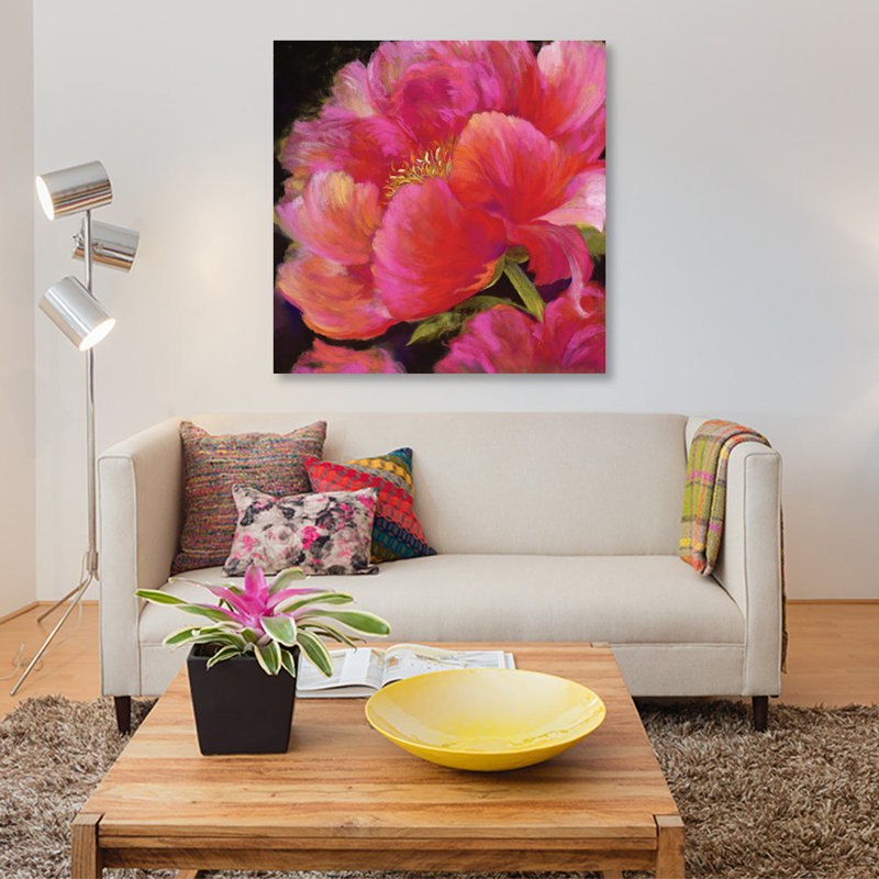 «Hot Pink», reproduction sur toile, H 37 po x l 37 po x P 1,5 po, Toile avec cadre flottant noir, Pas de tapis