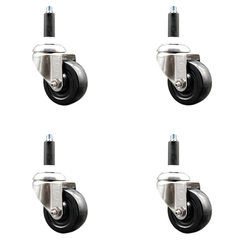 Ensemble de roulettes extensibles en caoutchouc dur, H 3 po x l 3 po
