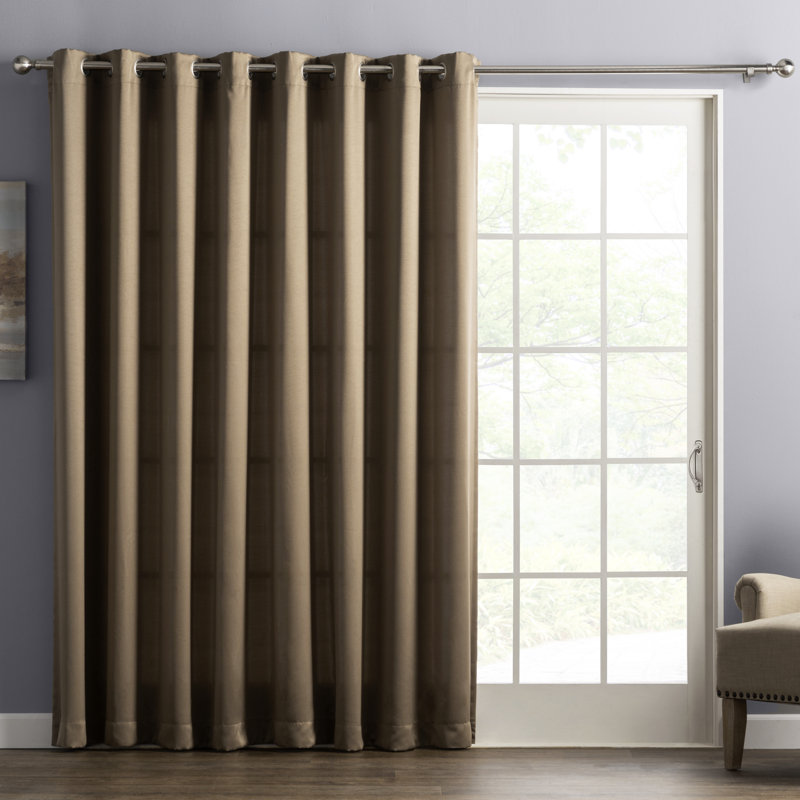Polyester Room Darkening Noise Reducing Sliding Panel, Mocha
