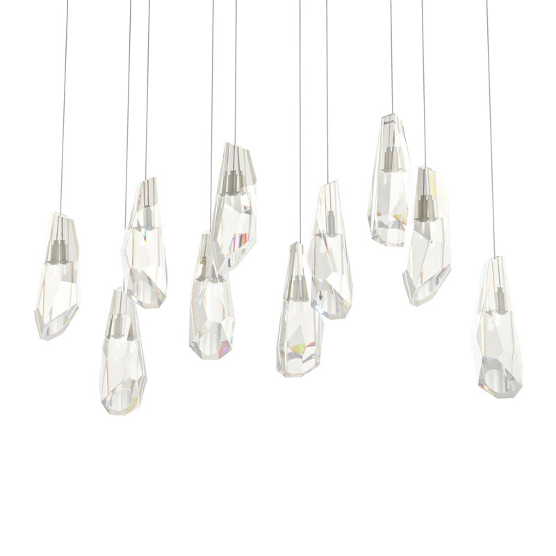 Luma 10 - Light Crystal Pendant, Modern Brass, 130" H