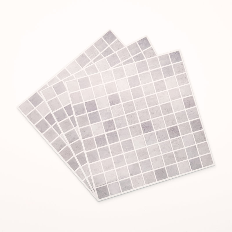Nandini 15cm W x 15cm L Vinyl Peel and Stick Mosaic Tile, Natural Grey