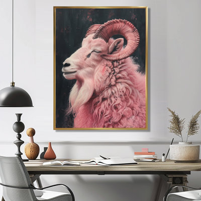 White Pink Astrology Capricorn Crest II - Astronomy Capricorn Wall Decor
