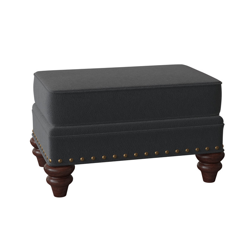 Carrado Leather Ottoman, French Natural, Mahogany, Anilina Cacao Genuine Leather