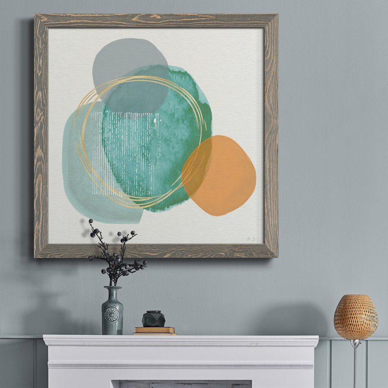 Cactus Vignette II - peinture sur toile encadrée, H 34,5 po x l 34,5 po x P 1 po, Cadre gris