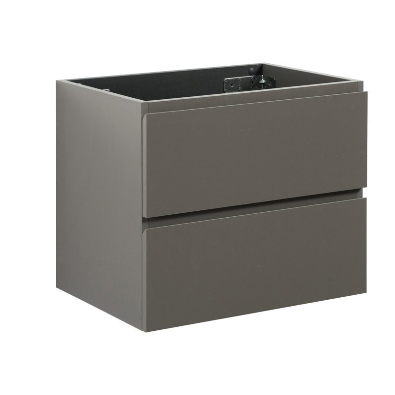 Armoire de salle de bain moderne grise sans lavabo, fixation murale avec 2 tiroirs, silencieuse pour une performance fluide, grande vasque de rangement en gris, tiroirs, rangement extensible, Perspectives