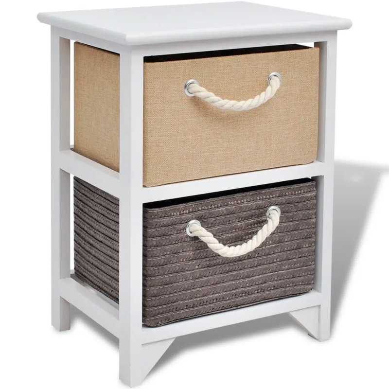 Emilio 2 Drawer Bedside Table, 1
