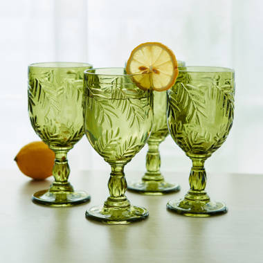 Green Glass Goblets Vintage, Vintage Glass Wine Glasses