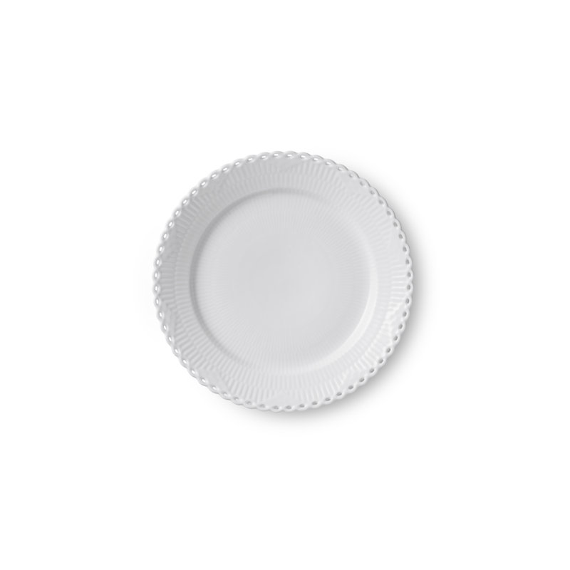 White Fluted Full Lace Dessert Plate 7.48"