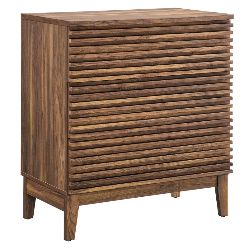 Render Large 3-Drawer Nightstand In Walnut