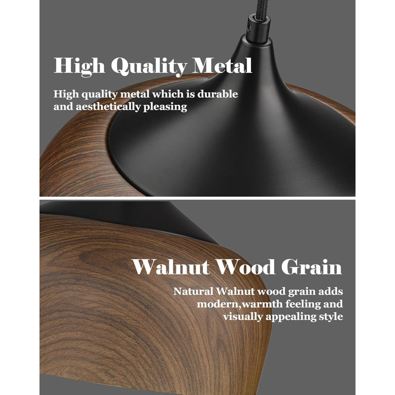 Walnut Wooden Pattern Dome Pendant Light