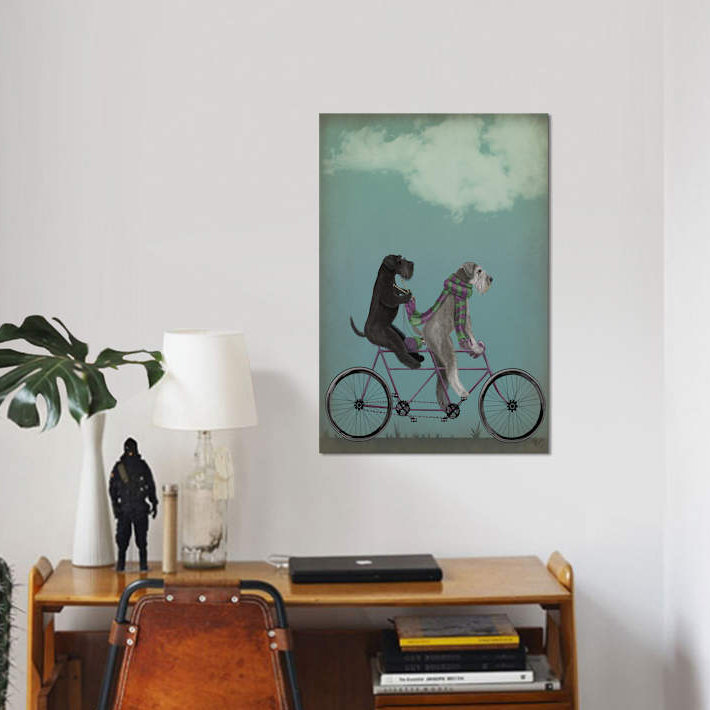Schnauzer Tandem by Fab Funky - Print on Canvas, 101.6 cm H x 66.04 cm W x 1.91 cm D, No Frame