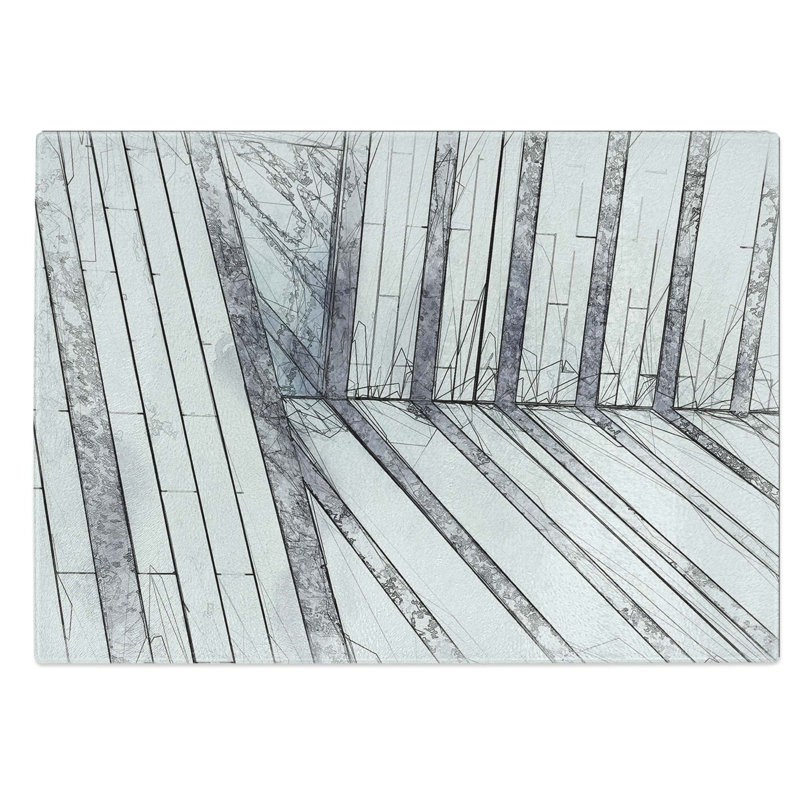 Tempered Glass Sketching the Architecture Vol.20 Chopping Board, 39 cm W x 28.5 cm L