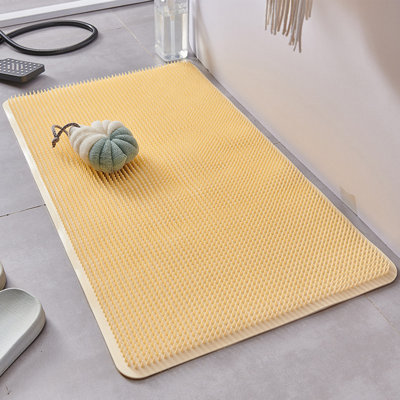  Bath Tub Shower Mat, Machine Washable Non Slip Bath Mat with Drain Holes and Suction Cups for Shower Stall and Tub Floor, Bathroom Essentials (Yellow)