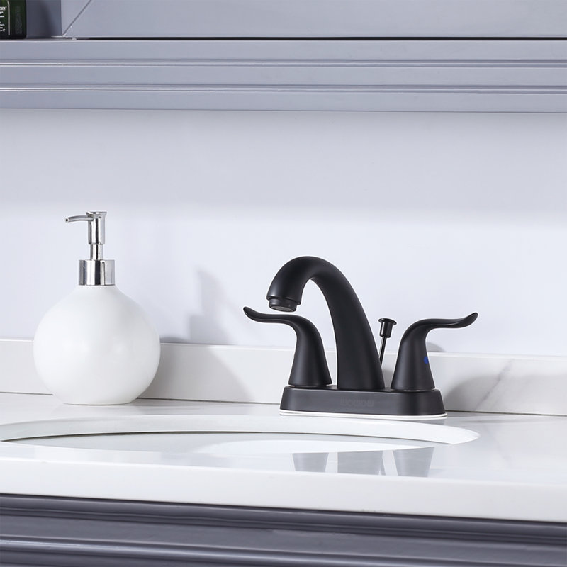 Robinet de salle de bain à ensemble central avec bonde, Noir mat