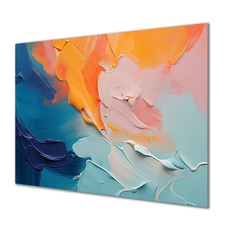 Blue And Orange Paint Abstract Expression 2 - Abstract Metal Wall Art MT134523, 12" H x 20" W x 1" D