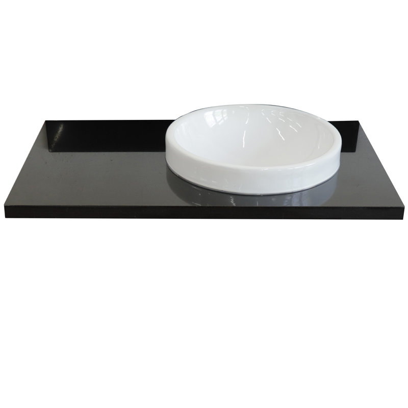 Plateau de meuble-lavabo simple 37 po avec lavabo, Granite noir Galaxy