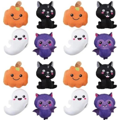 Personnages en peluche d'Halloween Kawaii - Ensemble de 12 cadeaux en vrac pour enfants | Mini animaux en peluche pour les prix de la classe, les jouets de boîte à trésors et les sacs de cadeaux