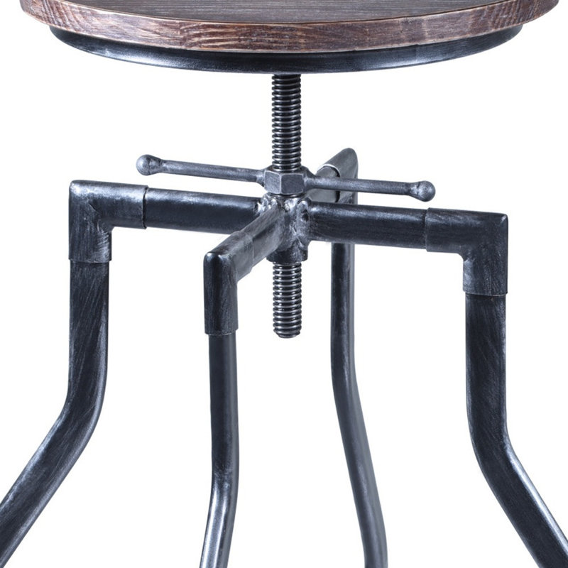 Tabouret de bar pivotant réglable en bois de pin industriel