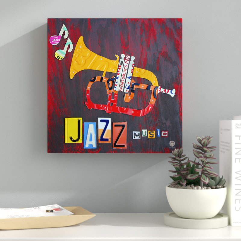 « jazz series trompette », impression sur toile tendue, H 24 po x l 24 po x P 2 po