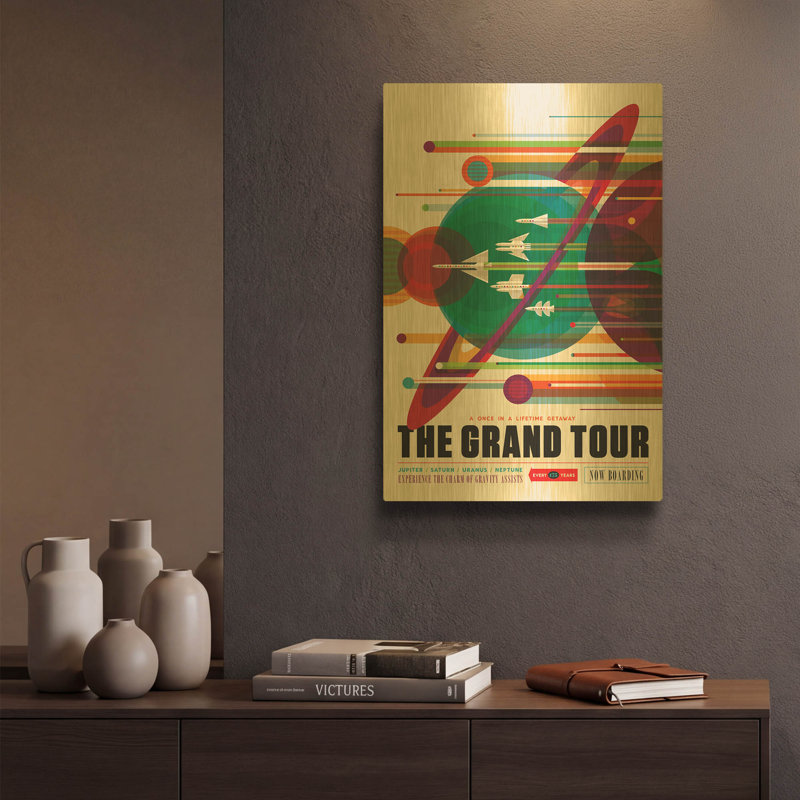  «The Grand Tour» par la NASA, art mural en métal doré, 12 po x 16 po, 12 po x 16 po