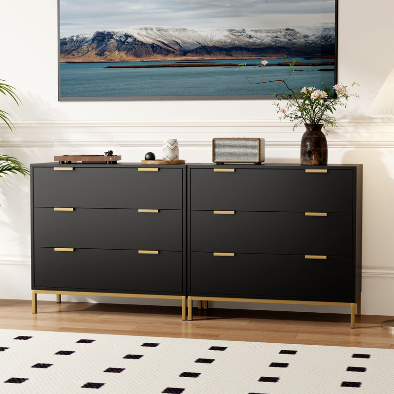 3 Drawer Chest of Drawers for Bedroom Living Room Hallway, Black