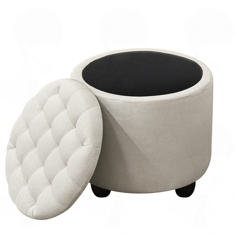 Repose-pieds capitonné avec rangement Modern, Lin beige