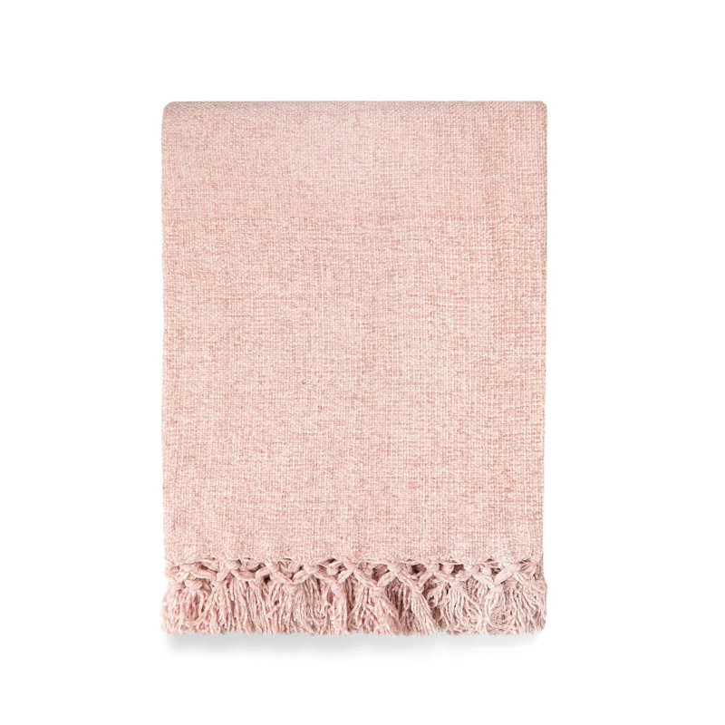  Darcy Tassel Blanket/Throw For Sofa Chair Bed Charcoal, Pink, 150cm x 130cm 