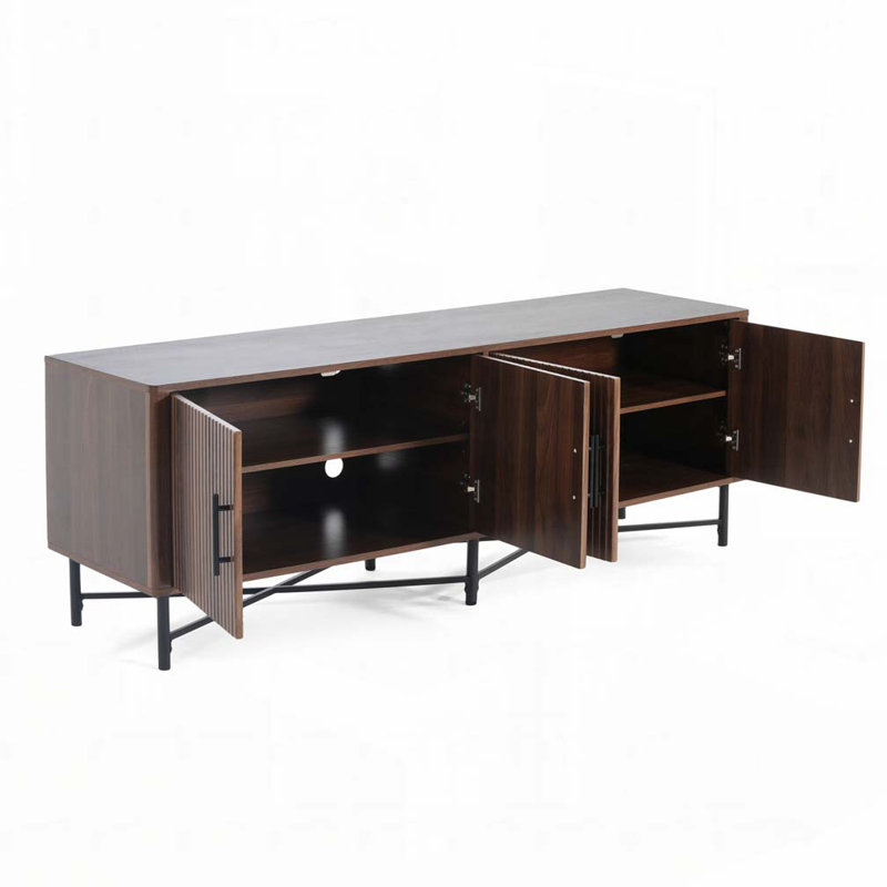 4-Door Accent Storage Cabinet with Adjustable Shelves, Chestnut
