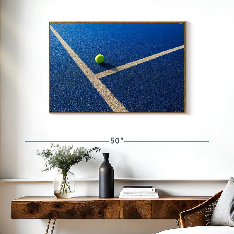 Balle de tennis, Cadre flottant en bois naturel, 37 po x 25 po
