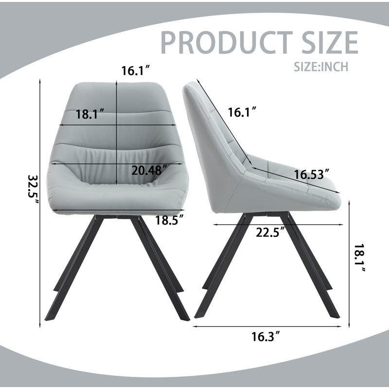 Ensemble de 2 chaises de salle à manger en tissu épaissi avec pieds en métal, Gris