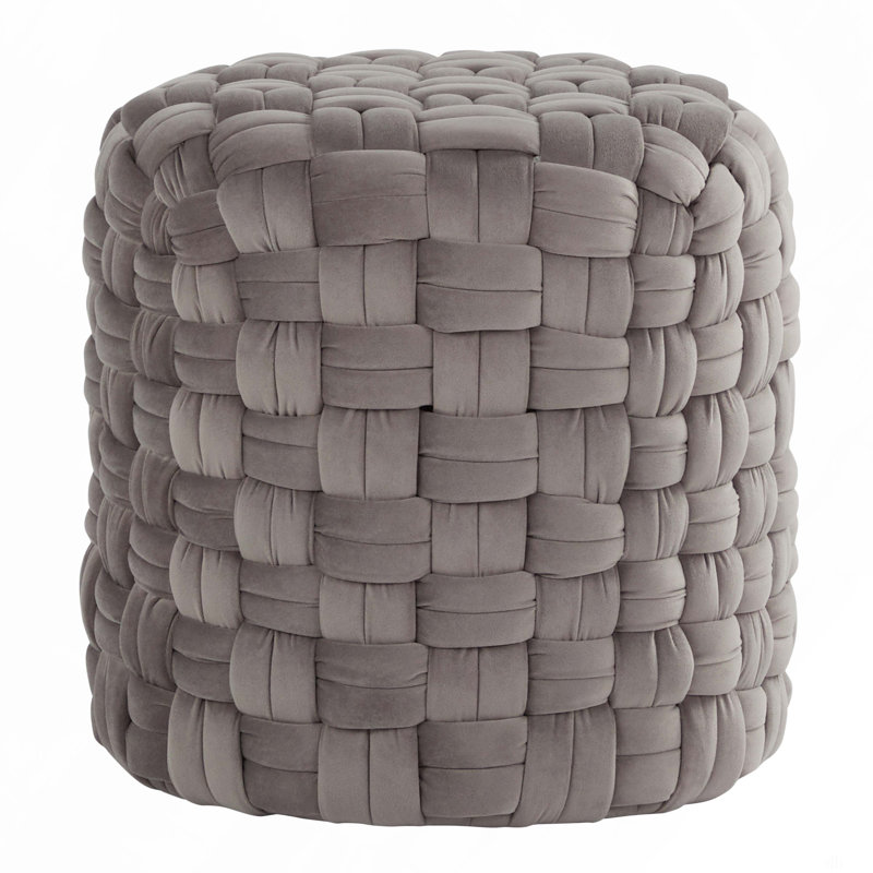 Round 16" Ottoman In Dark Grey Velvet