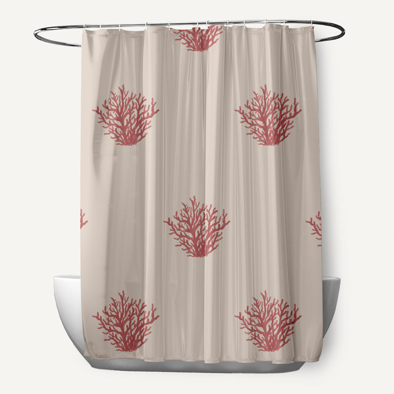 Rideau de douche simple Yancy, Beige / corail