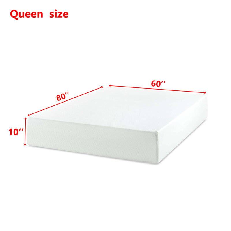 10 Green Tea Memory Foam Mattress In Box, Fiberglass Free, White(Bed Not Included), 10", Queen