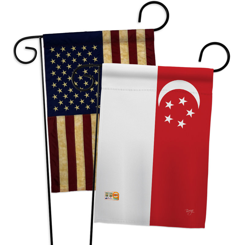 Ensemble de drapeaux décoratifs en polyester 2 faces 19 x 13 po 2 pièces singapore impressions