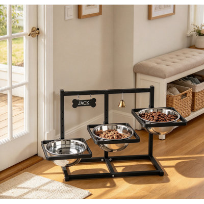 Mangeoire pour chien surélevée à 6 hauteurs pour chiens de très grande taille, bols surélevés avec trois bols à eau de 101 oz, tapis anti-dégâts pour une alimentation sans dégâts