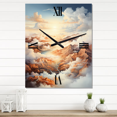 White Brown Clouds Scenery Minimalism - Clouds Wall Clock