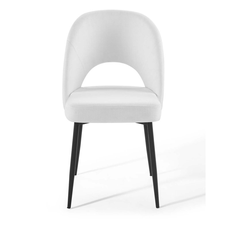Chaise de salle à manger rembourrée en tissu Rouse par Modway, Blanc, 1
