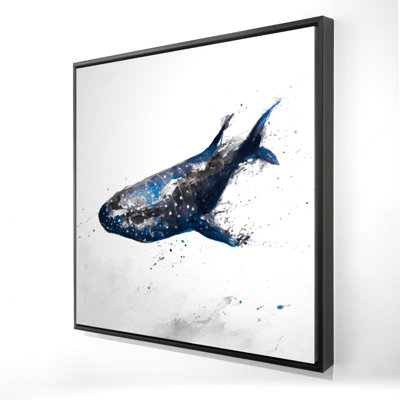 Abstract whale shark - Coastal Blue framed canvas decor